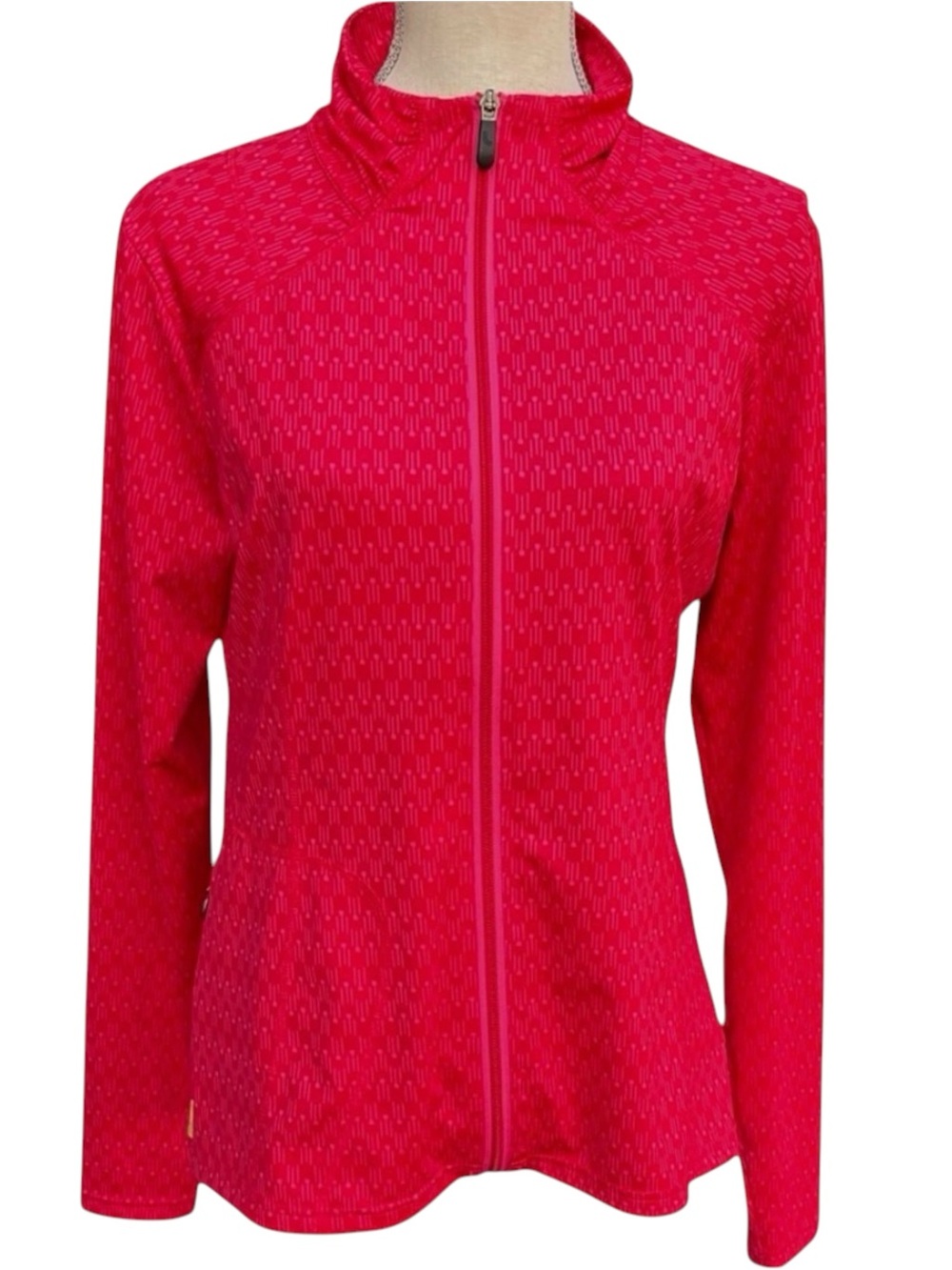 Lole Raspberry Pink Geometric Print UPF 50+ Quick Dry Wicking Jacket (L)